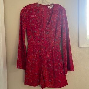 Bell-sleeve floral romper